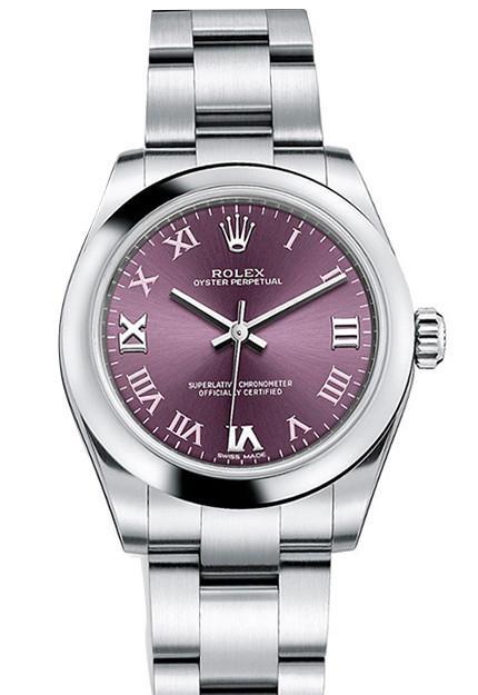 Oyster Perpetual 31 Red Grape Roman Dial Steel Ladies Watch 177200