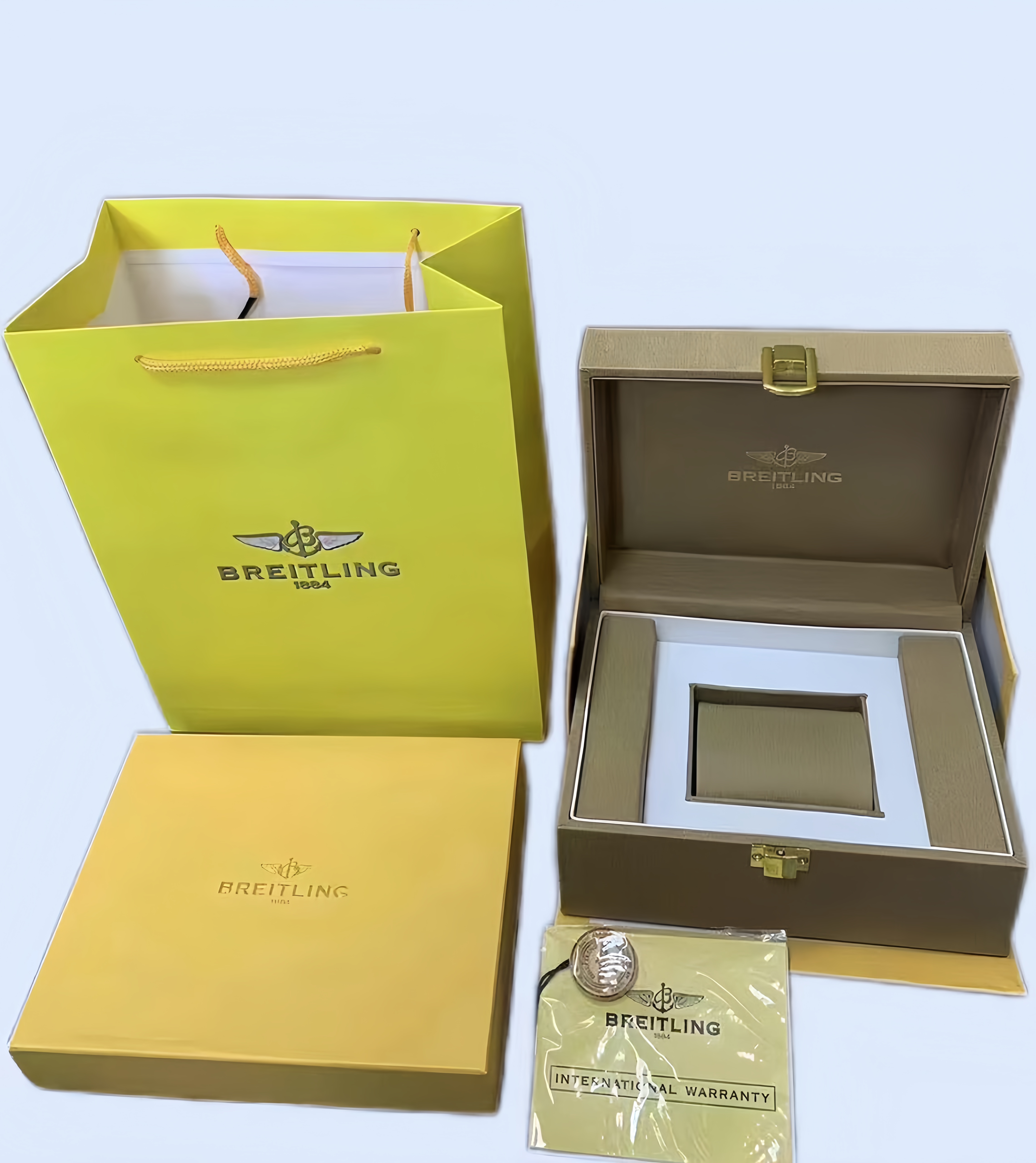Original authentic Breitling box Gift Case Booklet Card Tag