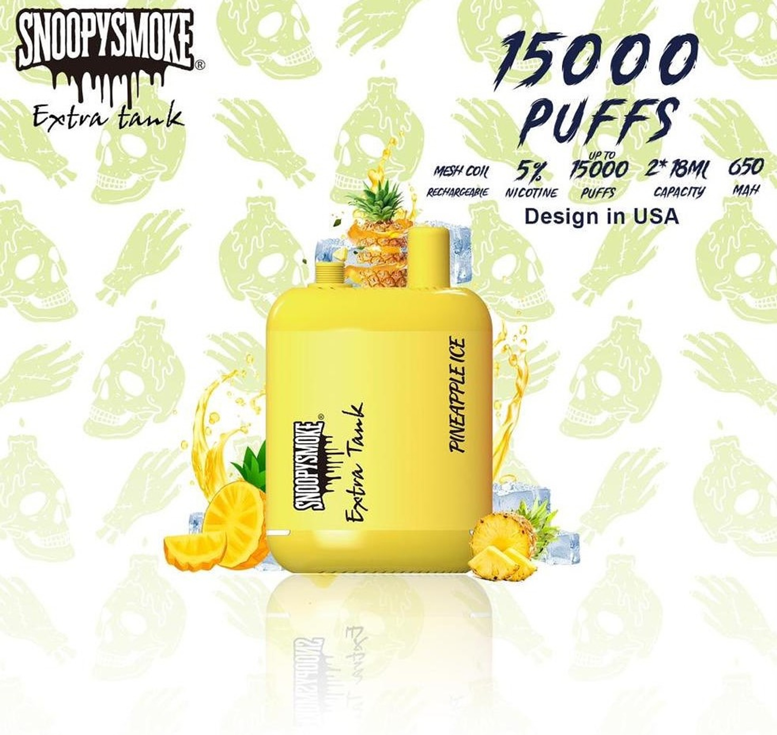 Pineapple Ice Snoopy Smoke Extra Tank Disposable 18 x 2ml - 15000puffs ...