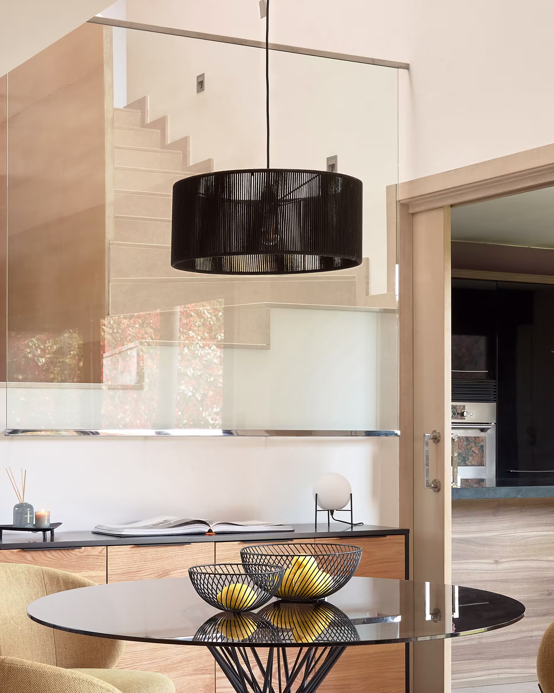 Pantalla para lámpara de techo Cantia de algodón con acabado negro Ø 47 cm