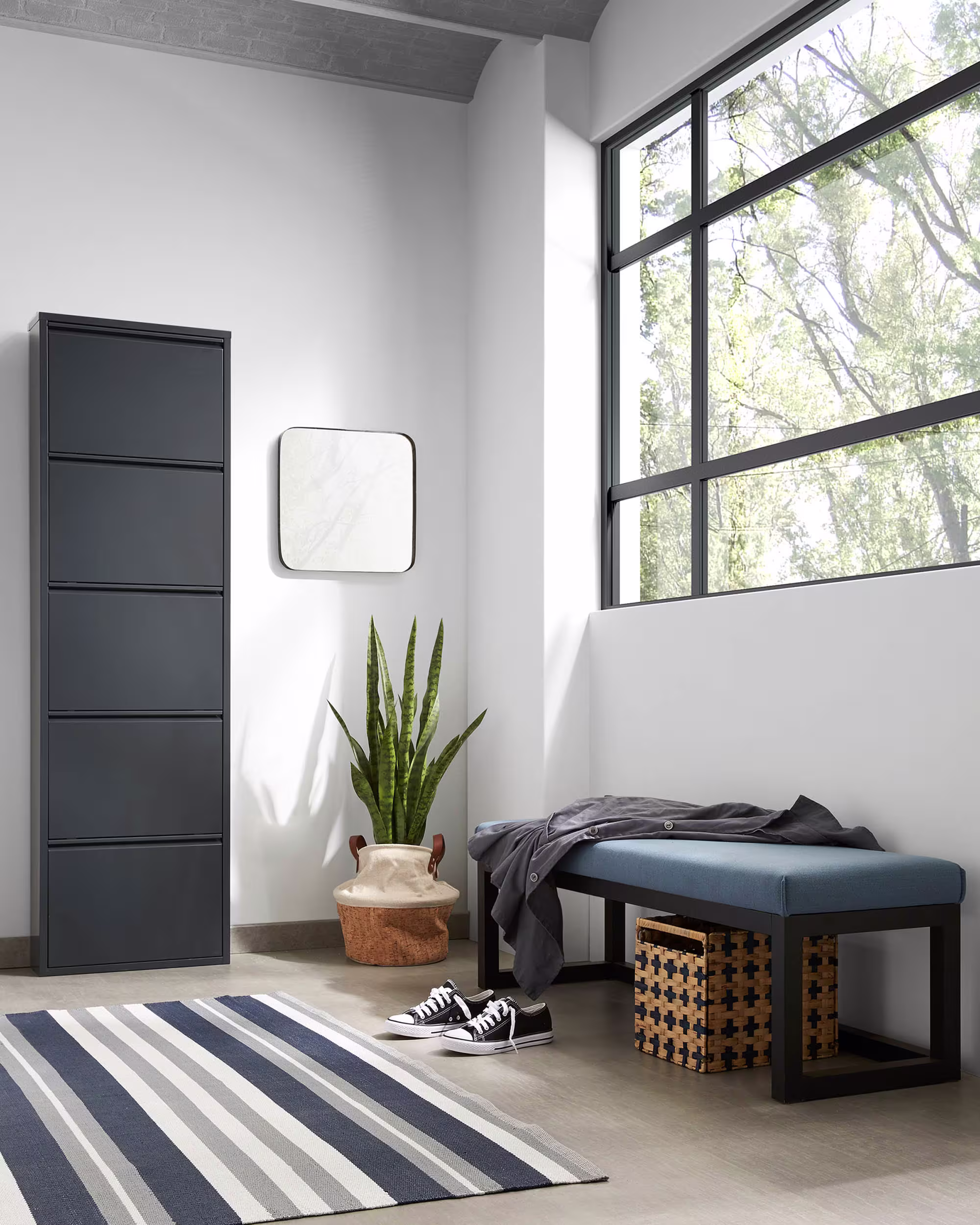 Zapatero Ode 50 x 168,5 cm 5 puertas negro