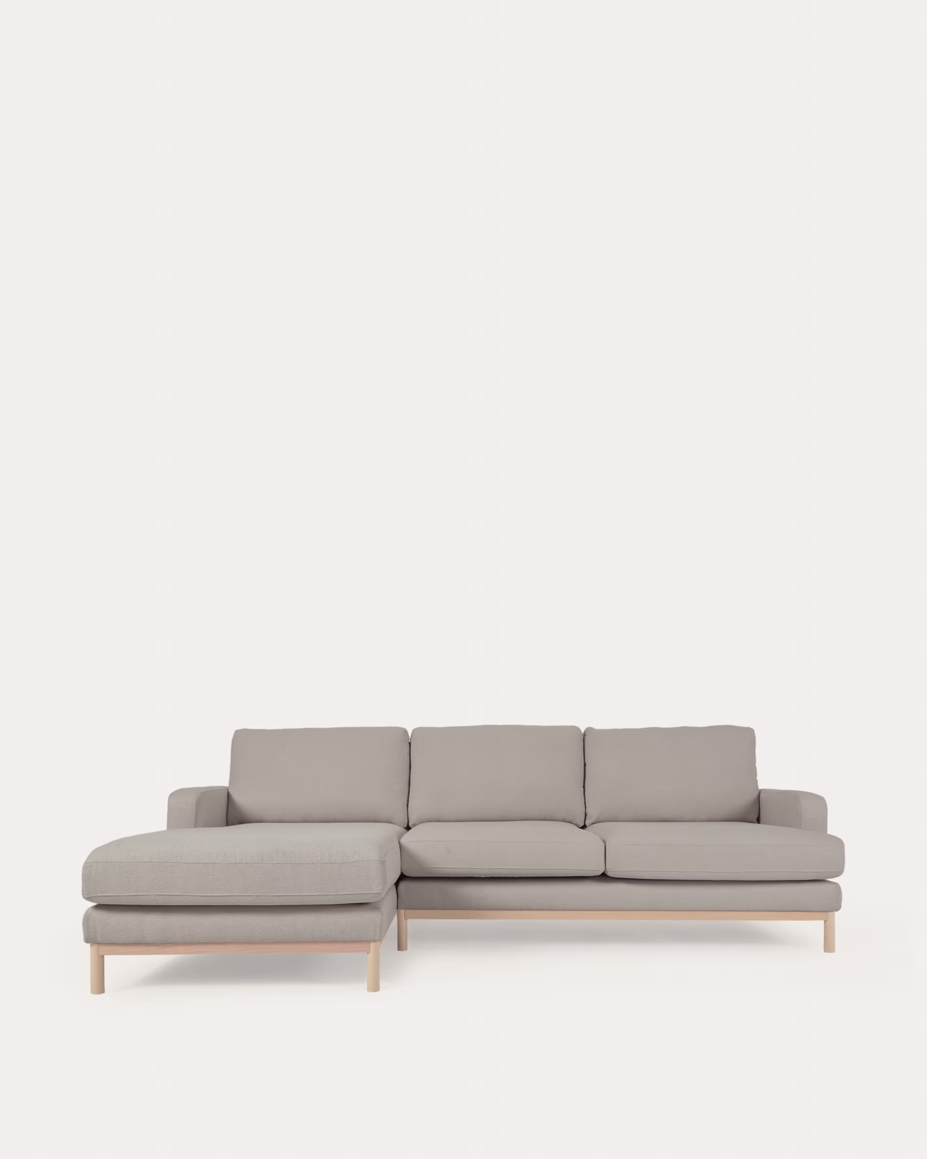 Sofá Mihaela 3 plazas con chaise longue izquierdo de borreguito gris 264 cm