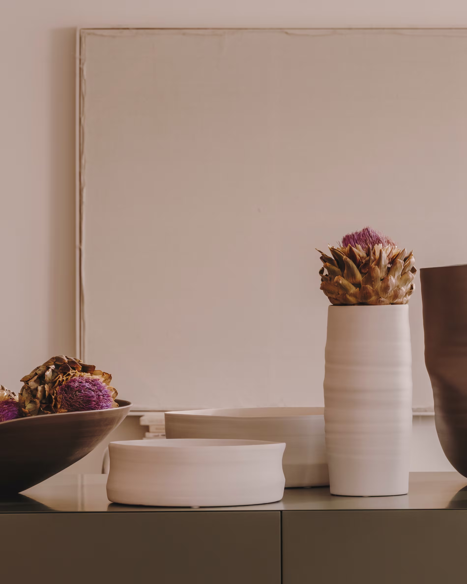 Centro de mesa grande Macae de cerámica blanco Ø 30 cm