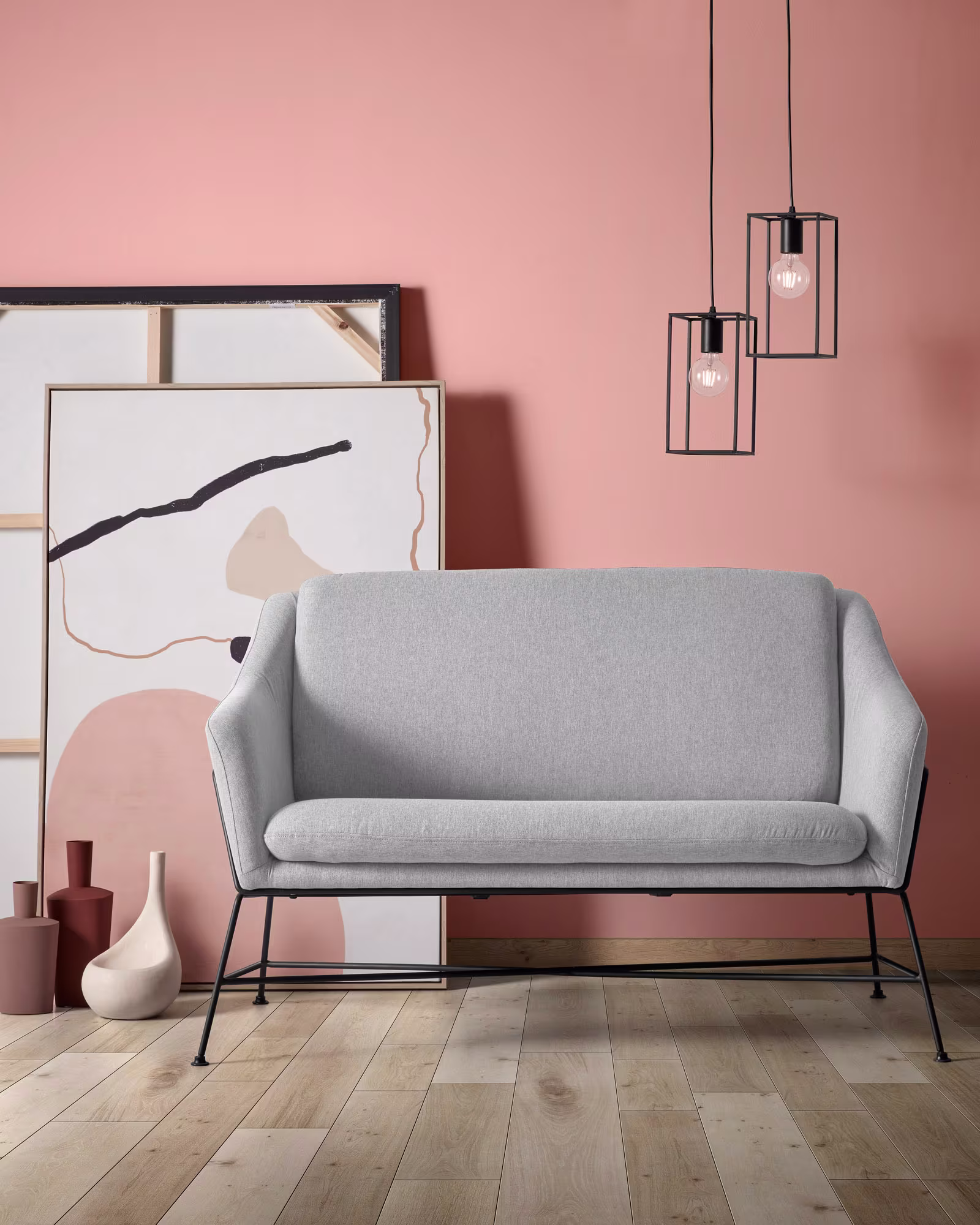 Sofá Brida 2 plazas gris claro 128 cm