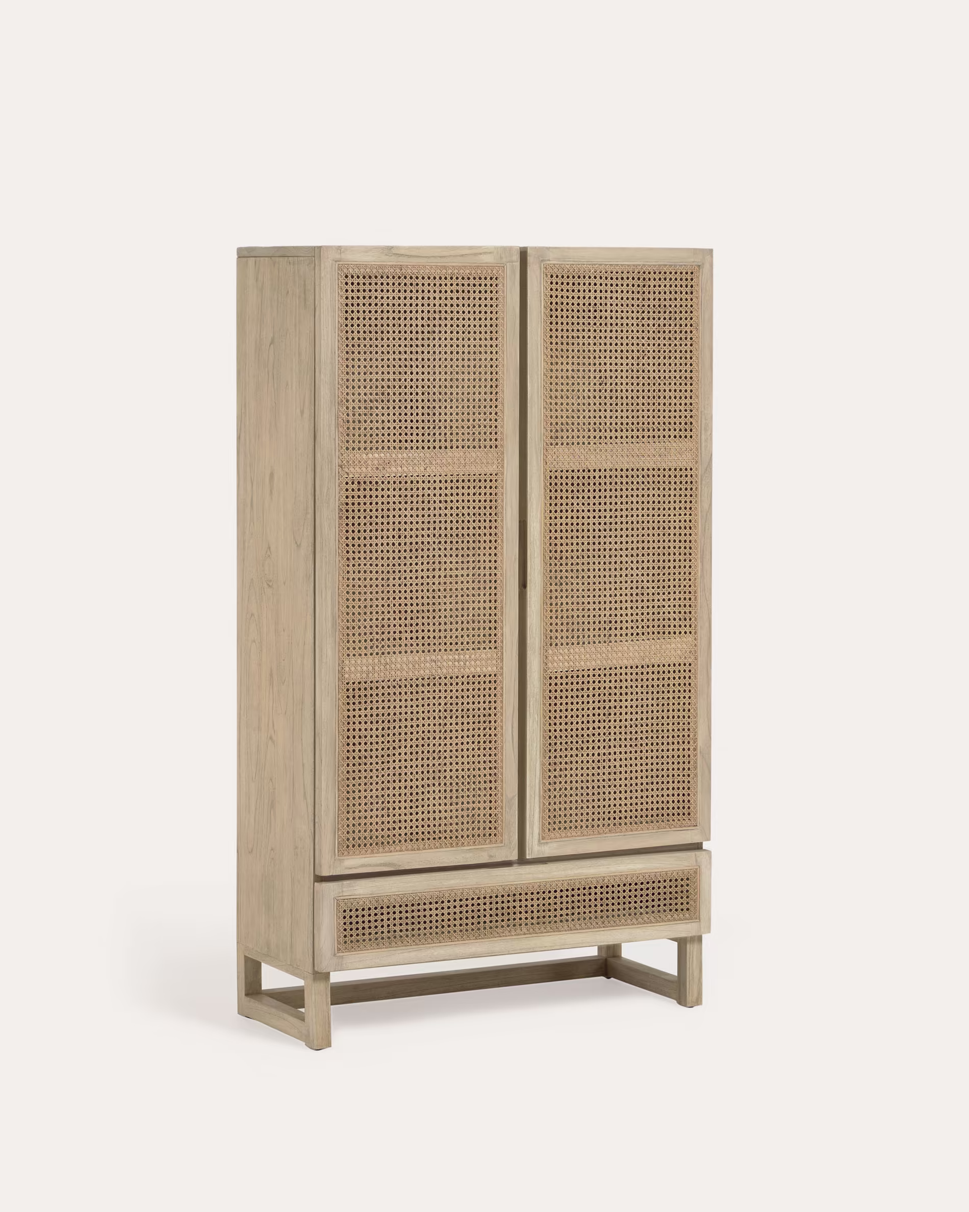 Armario Rexit madera maciza y chapa mindi con ratán 90 x 160 cm