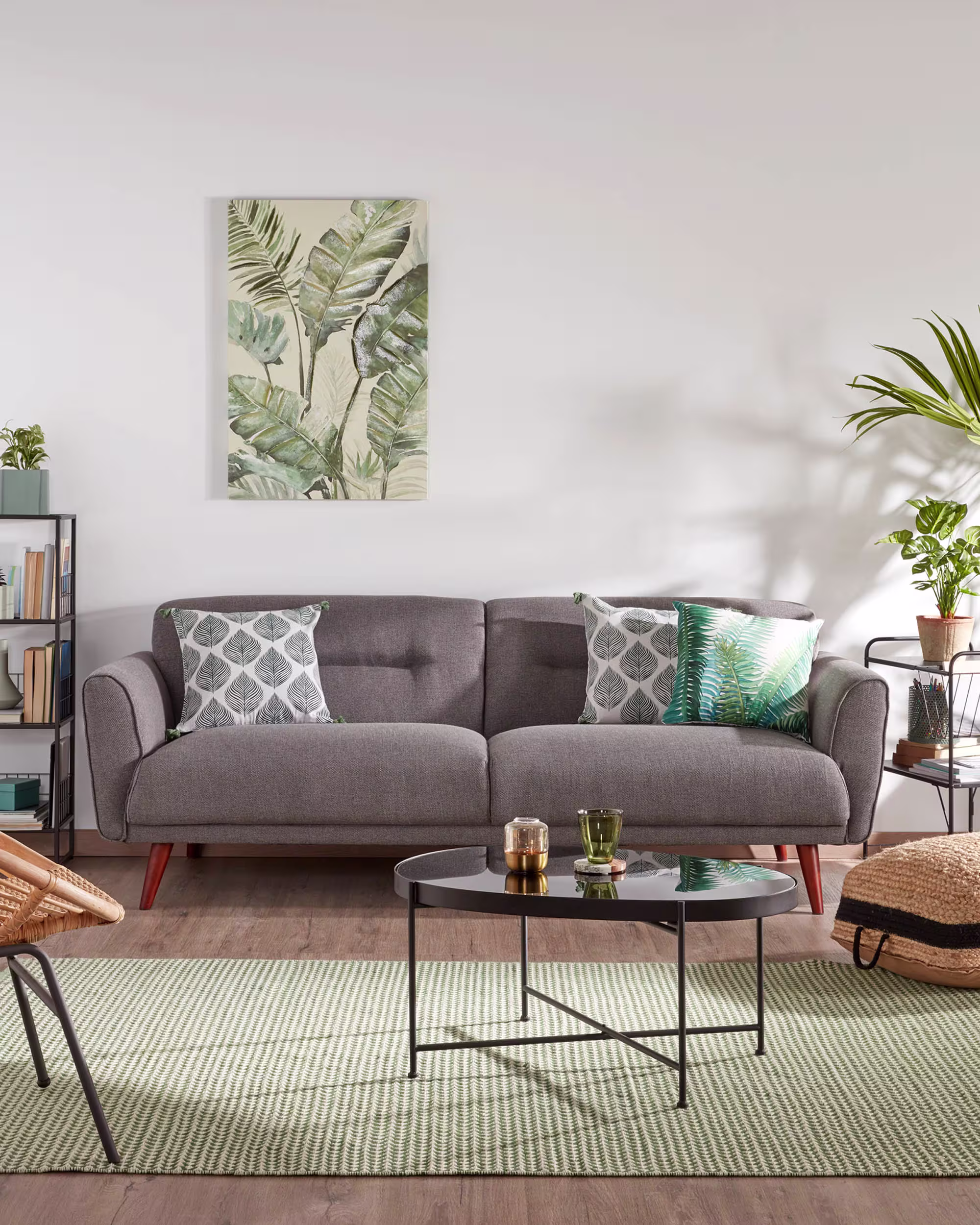 Mesa de centro Marlet cristal tintado negro y estructura de acero acabado negro 82 x 55 cm