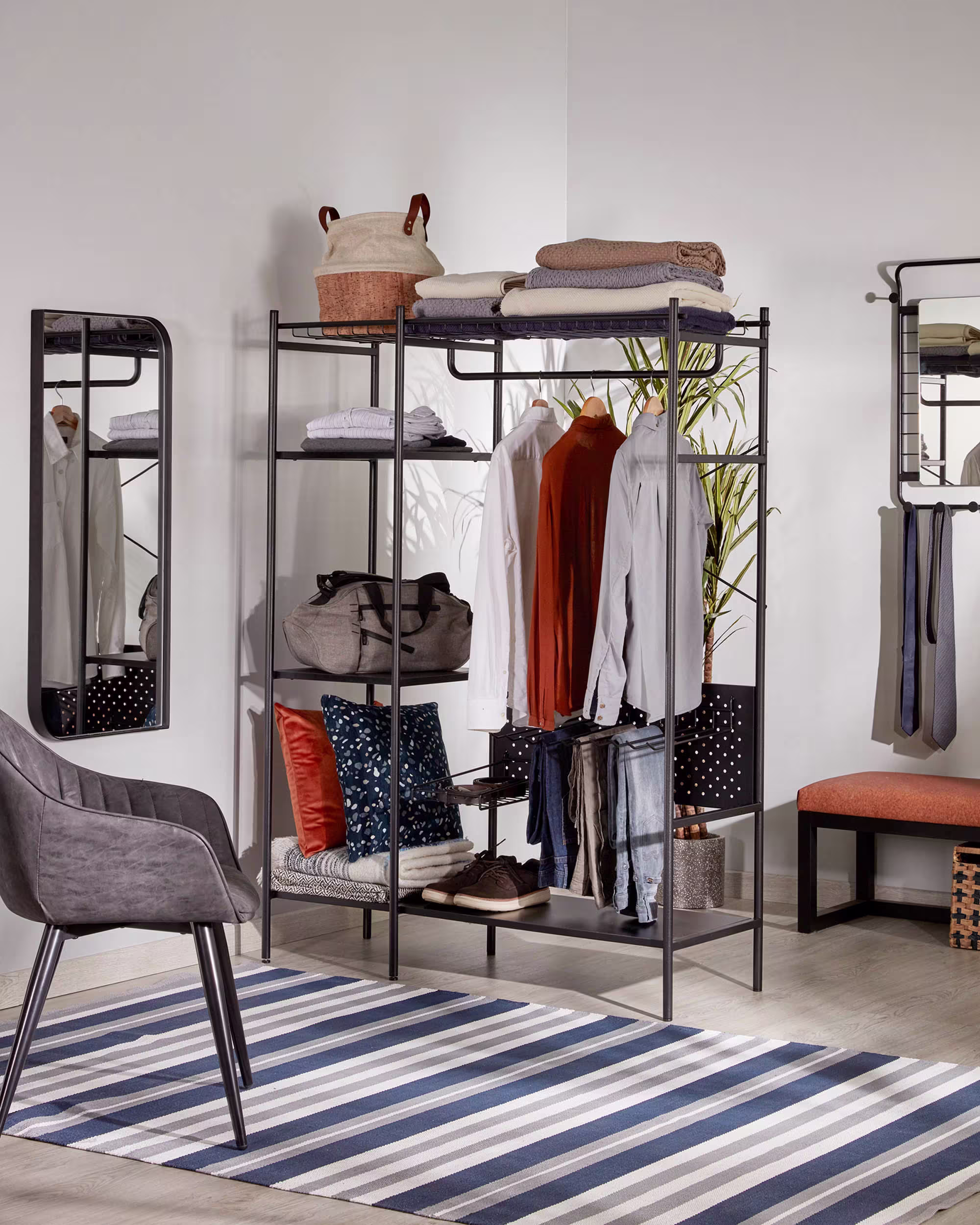 Armario abierto Storn acero con acabado negro 120 x 182 cm