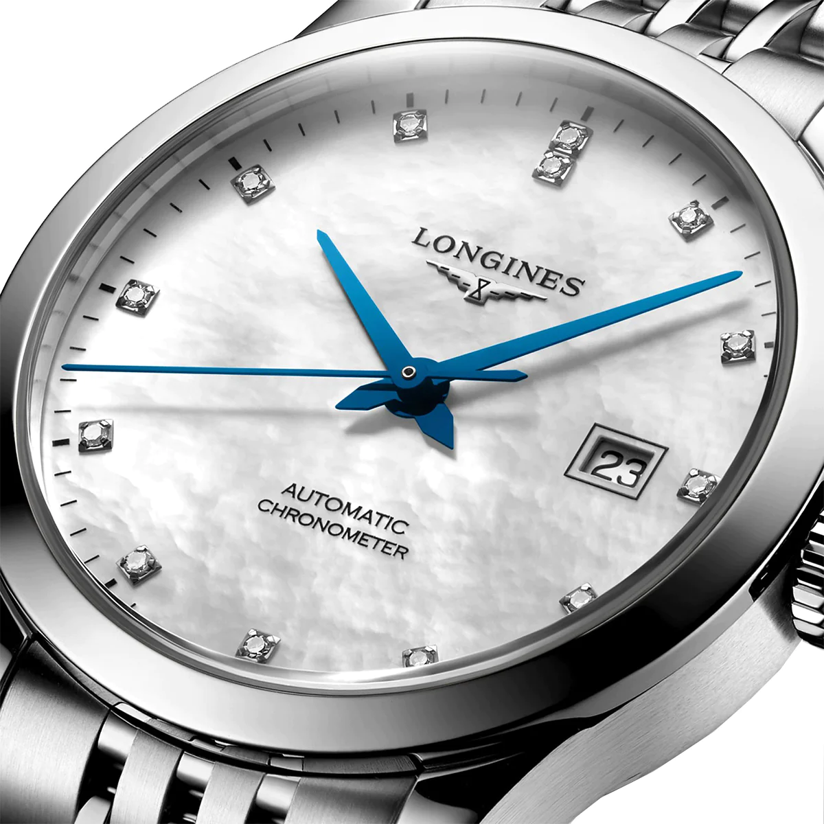 Record 30MM Automatic Mother of Pearl Dial Diamond Watch L23214876