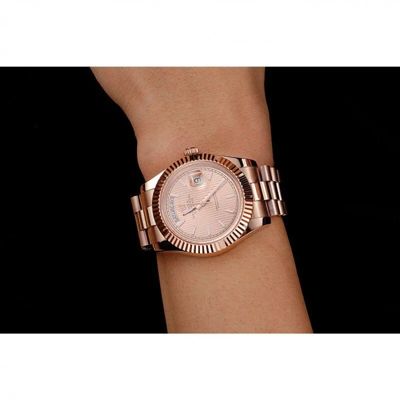 Swiss Day-Date 40 Rose Gold Etched Dial Rose Gold Case And Bracelet