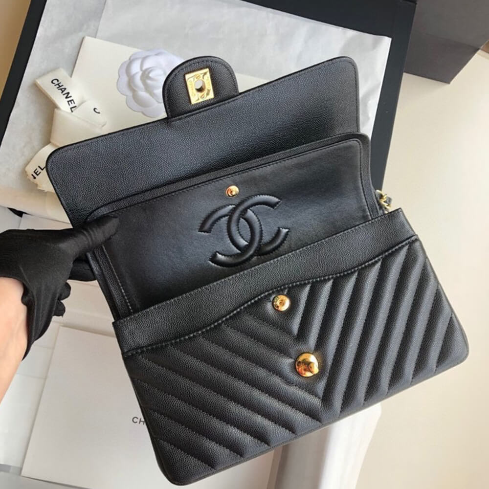 Chanel Classic Chevron Tweed Medium Flap