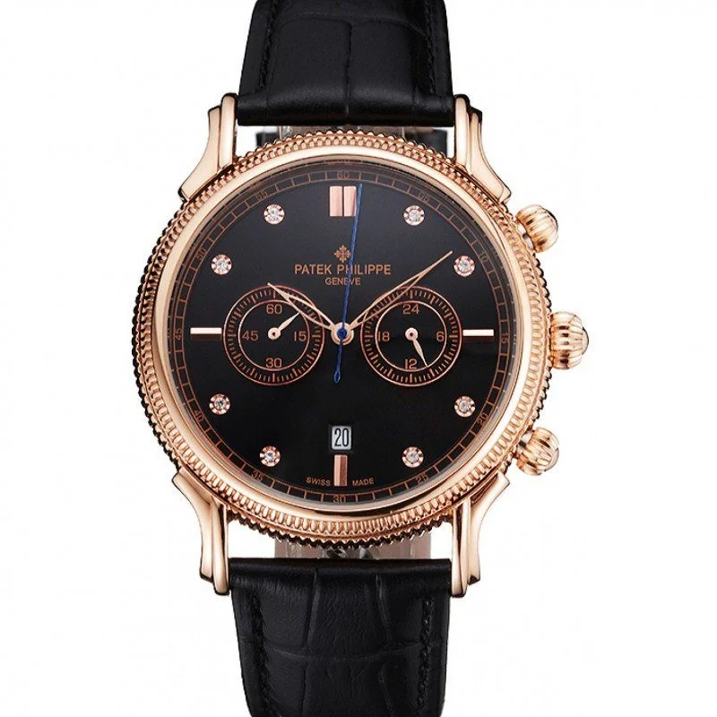 Chronograph Black Dial With Diamonds 40 mm, Rose Gold Plated