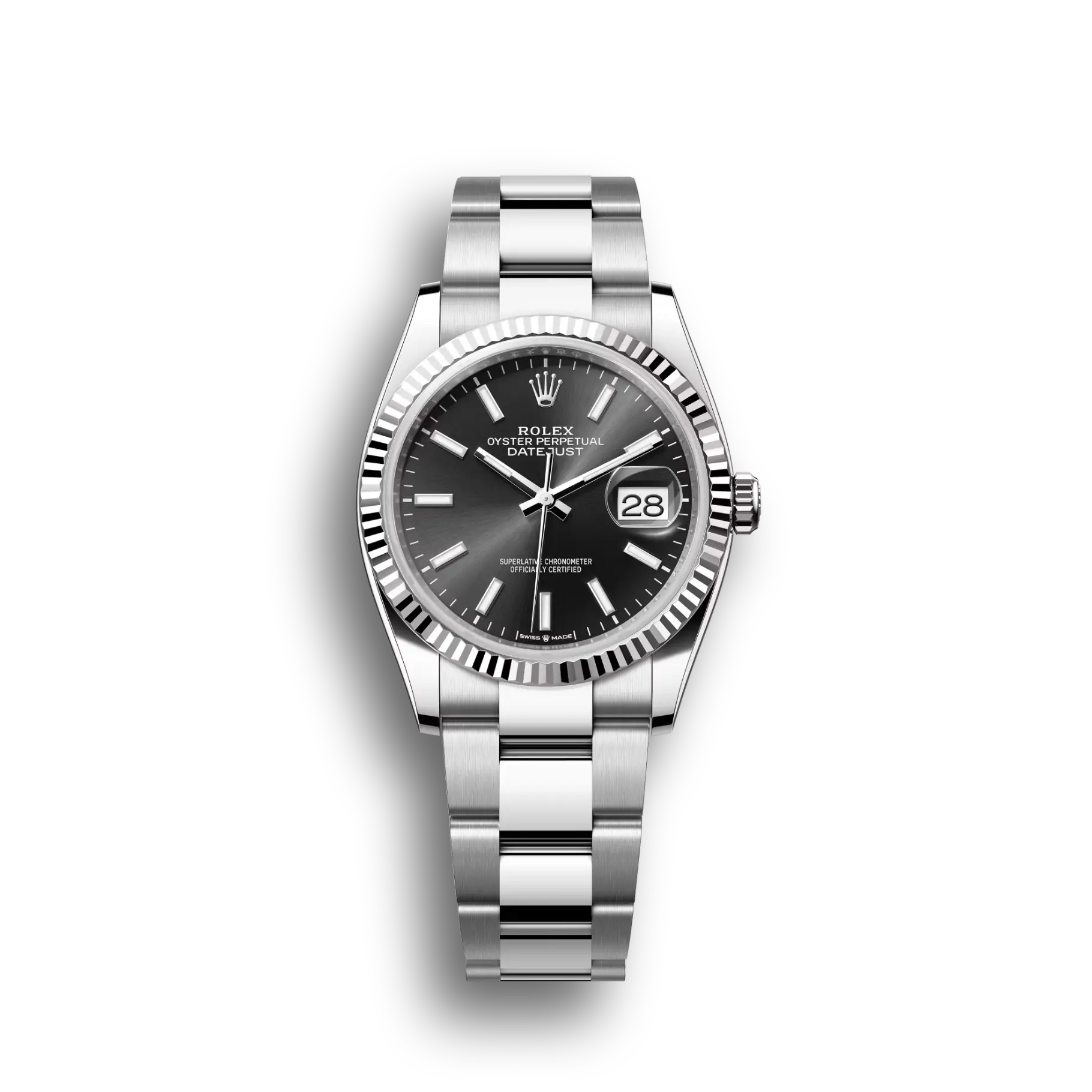 Datejust: Oystersteel and white gold, bright black, m126234-0016
