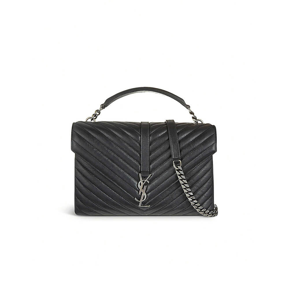 YSL Saint Laurent College quilted-leather satchel bag