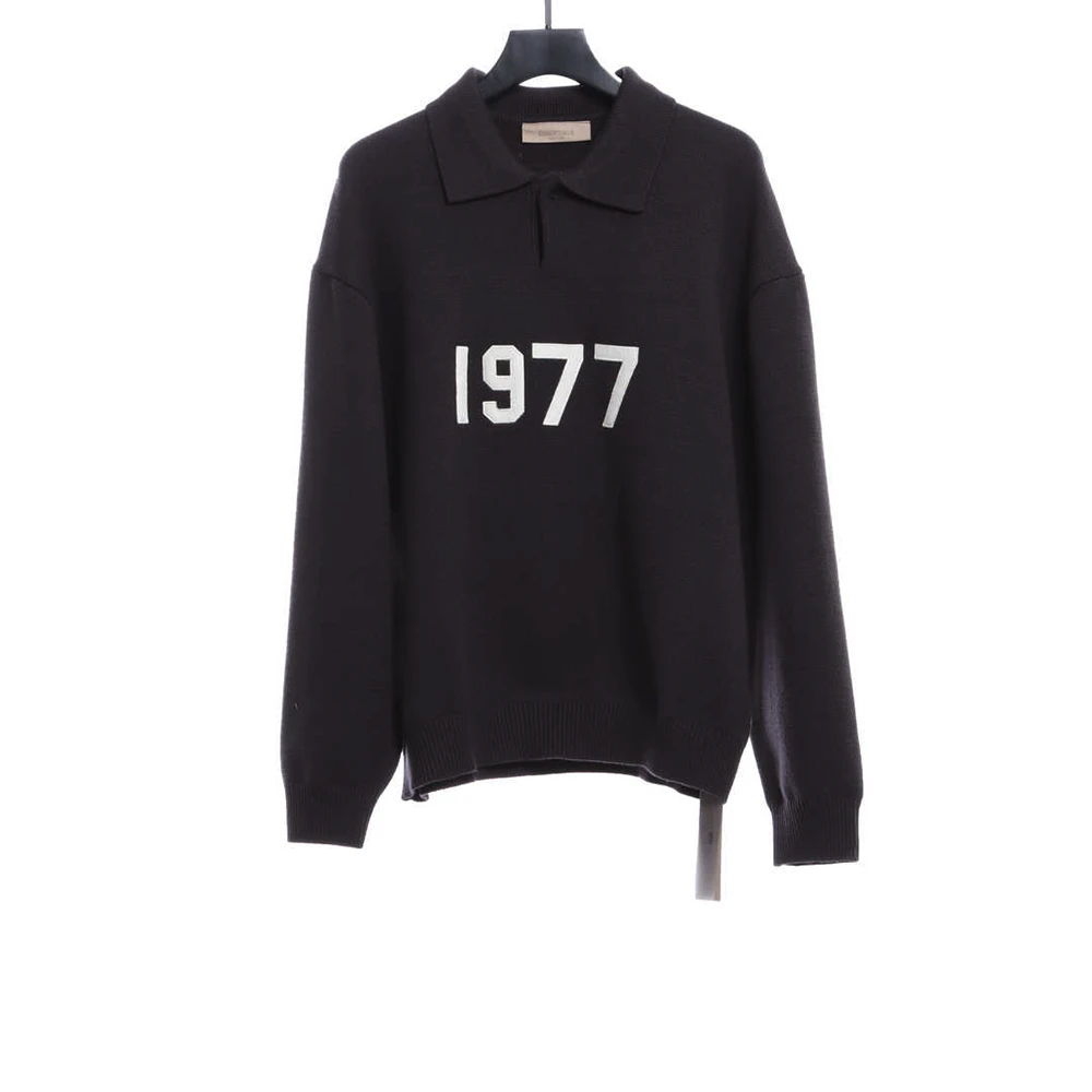Knitted lapel polo sweater coat