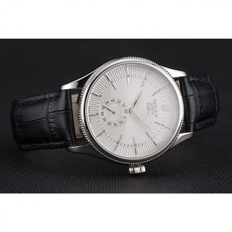 Swiss Cellini White Dial Stainless Steel Case Black Leather Strap
