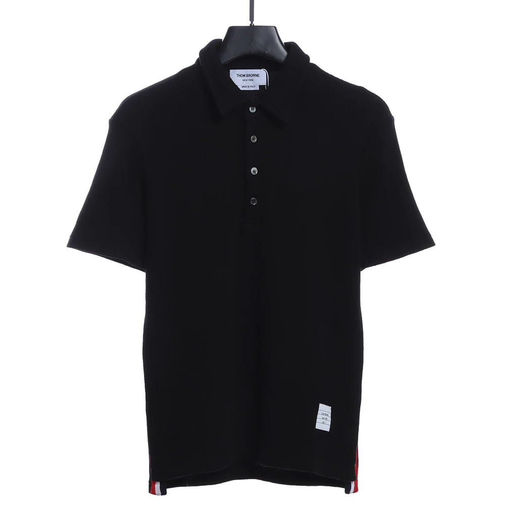 Waffle four button polo T-shirt (White/Black/Grey/Dark blue)