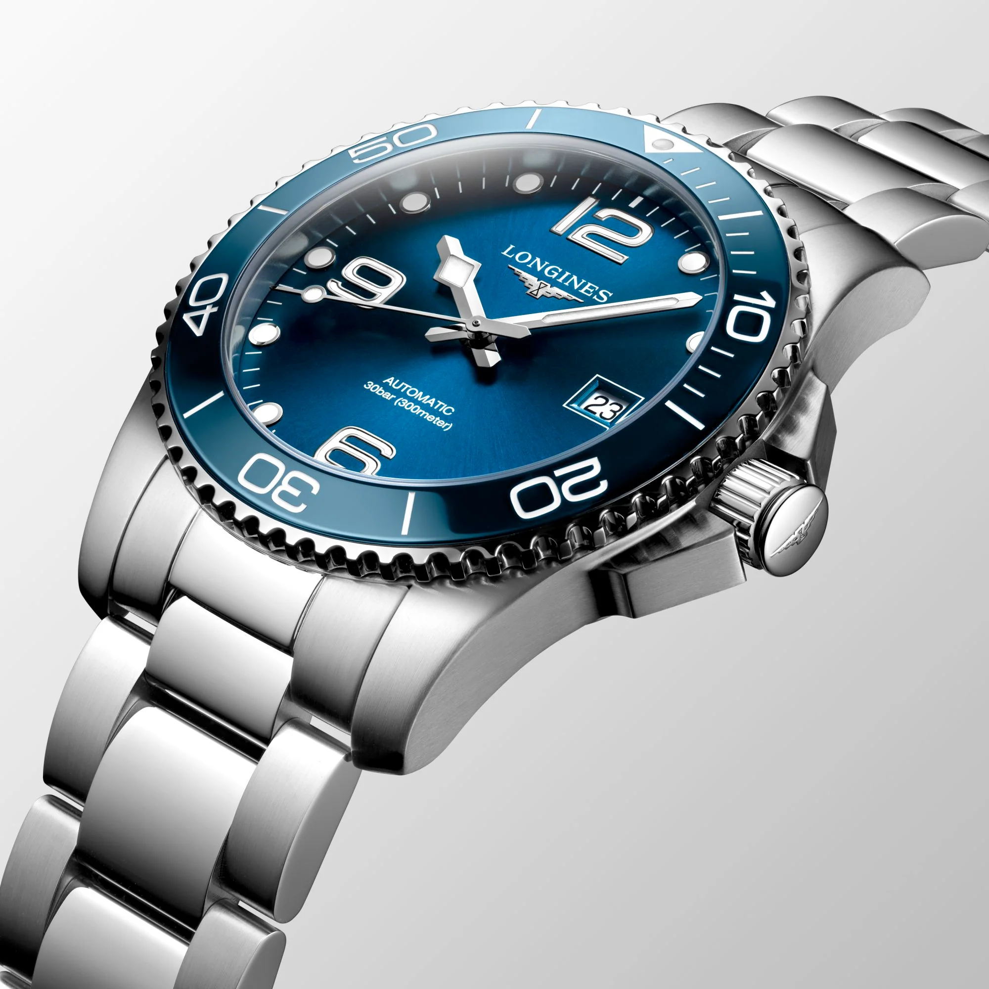 Hydroconquest 41MM Automatic Sunray Blue Dial Ceramic Watch L37814966