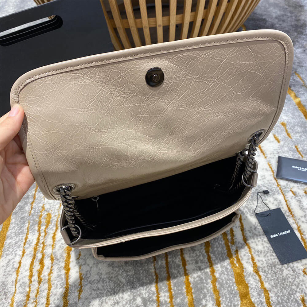 YSL SAINT LAURENT NIKI MEDIUM IN CRINKLED VINTAGE LEATHER