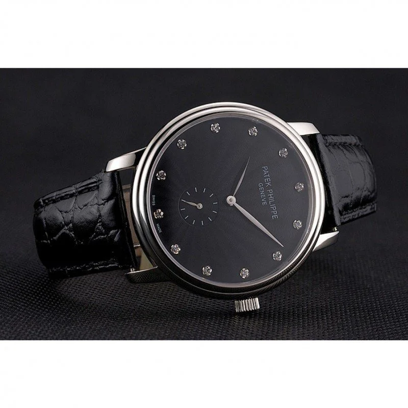 Calatrava Dial Black 41 mm, Stainless Steel