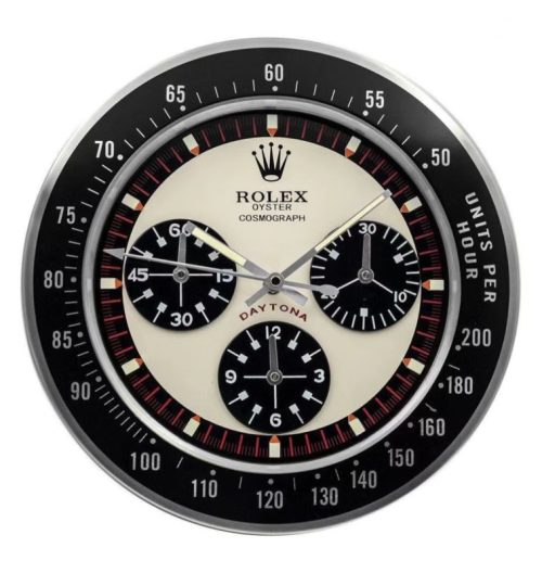 daytona paul newman wall clock black logo