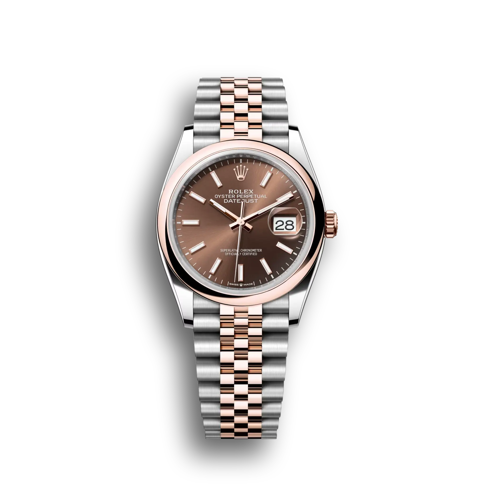 Datejust: Oystersteel and Everose gold, chocolate, m126201-0043