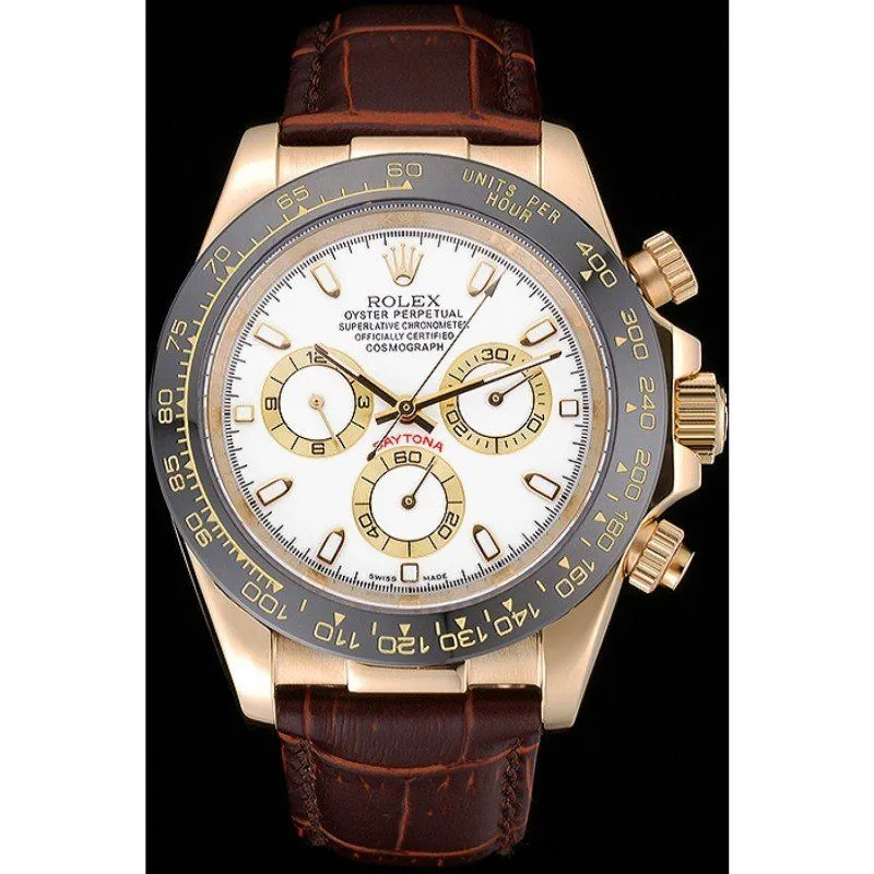 Cosmograph Daytona Gold Case White Dial Brown Leather Bracelet 622633