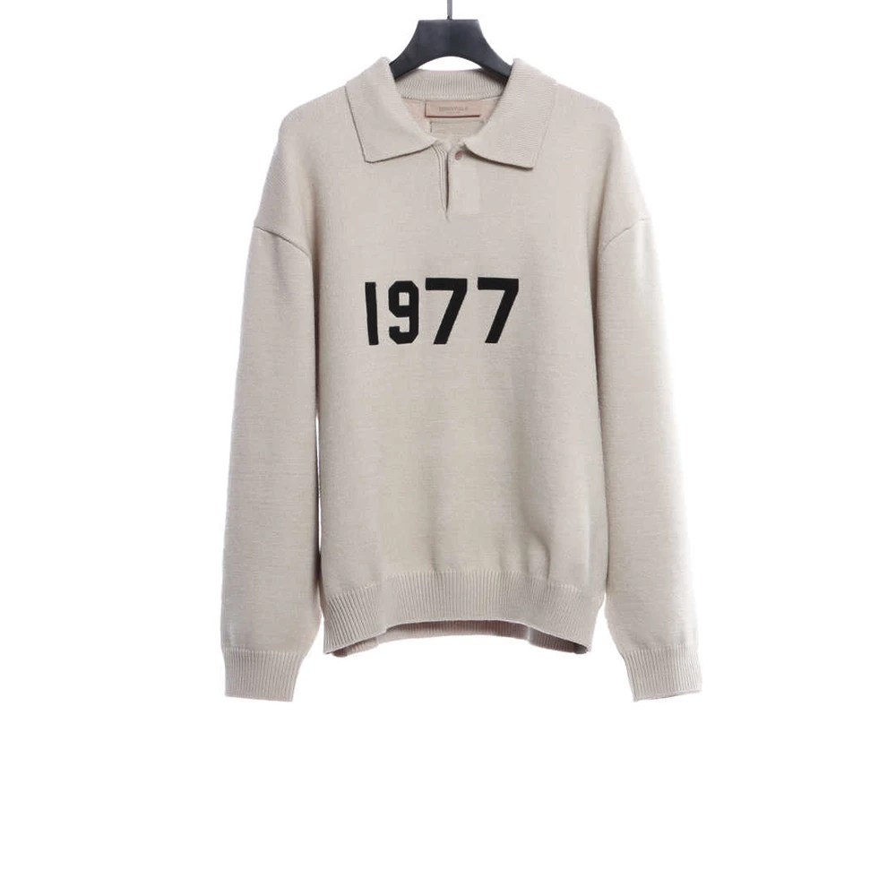 Knitted lapel polo sweater coat