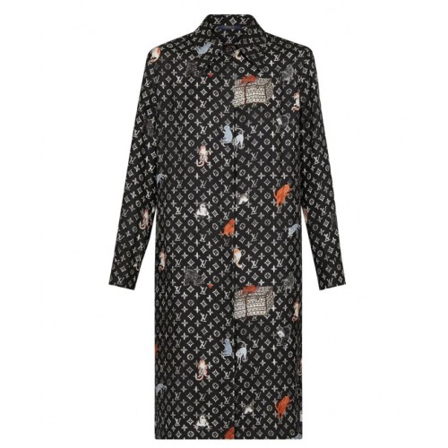 Louis Vuitton Womens catogram motif printed shirt dress Black