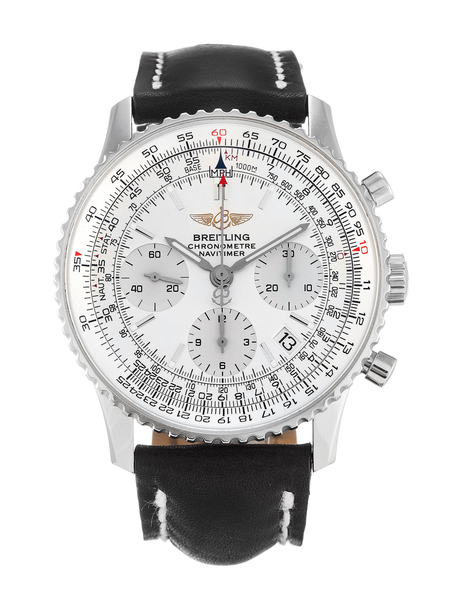 Navitimer White Dial Leather Strap A23322