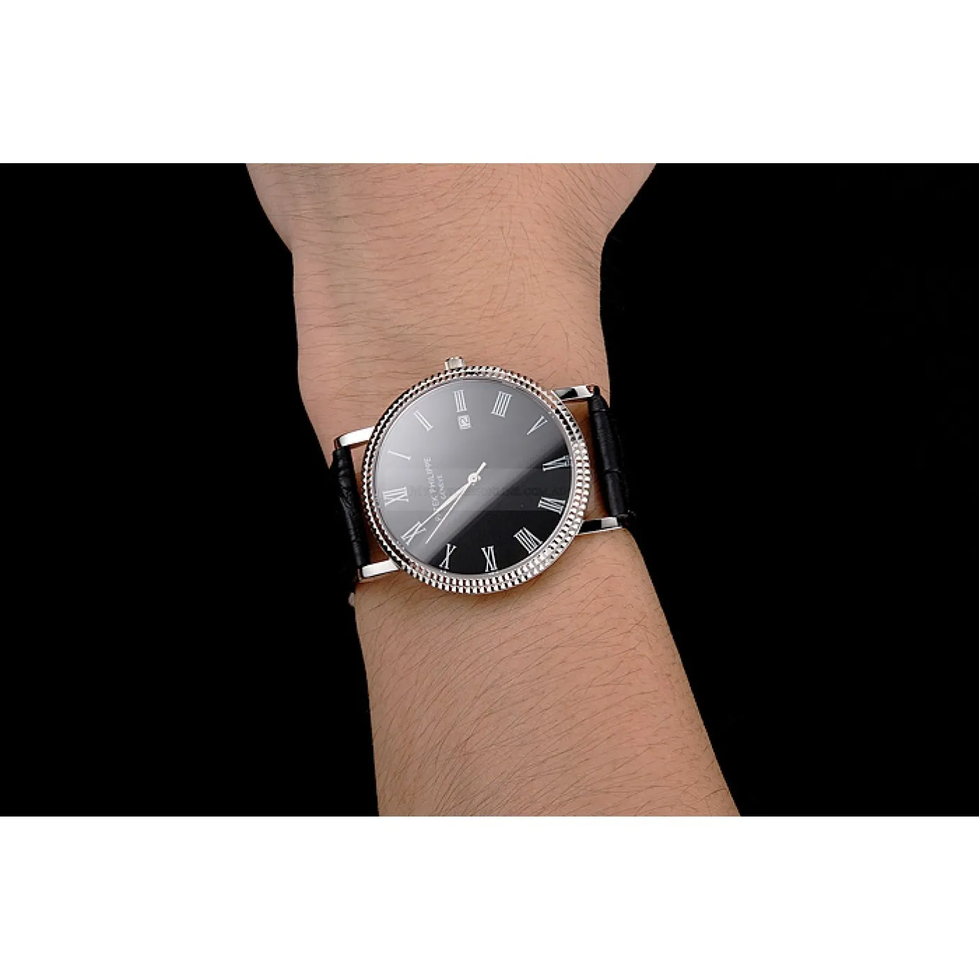 Calatrava Black Dial Roman 40 mm, Stainless Steel