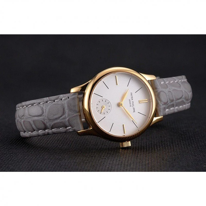 Calatrava Dial White 28 mm, Yellow Gold Plated