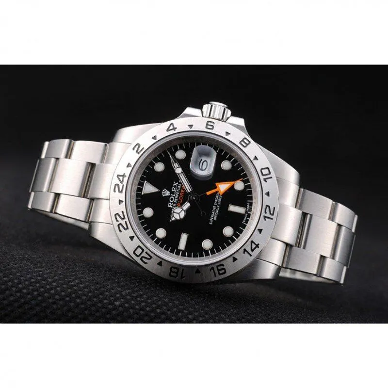 Swiss Explorer Stainless Steel Bezel Black Dial Watch