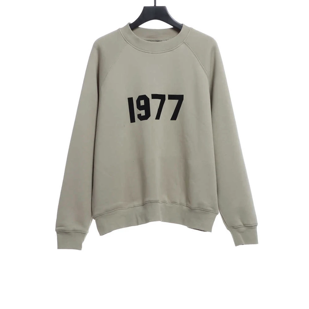 1977 Flocking fleece sweatshirt(Black /Green /Grey /Beige)