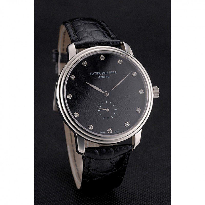Calatrava Dial Black 41 mm, Stainless Steel