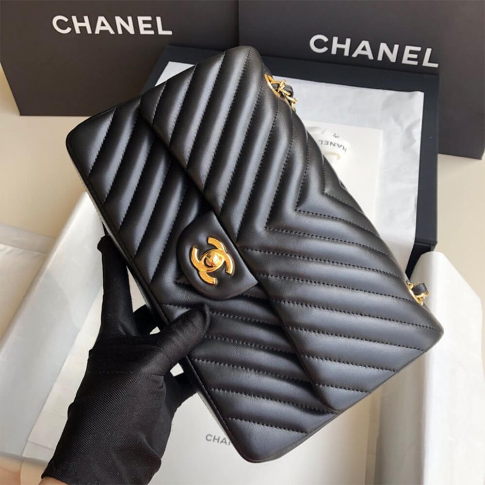 Chanel Classic Chevron Tweed Medium Flap