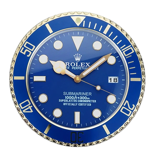 submariner seriesblue gold wall clock