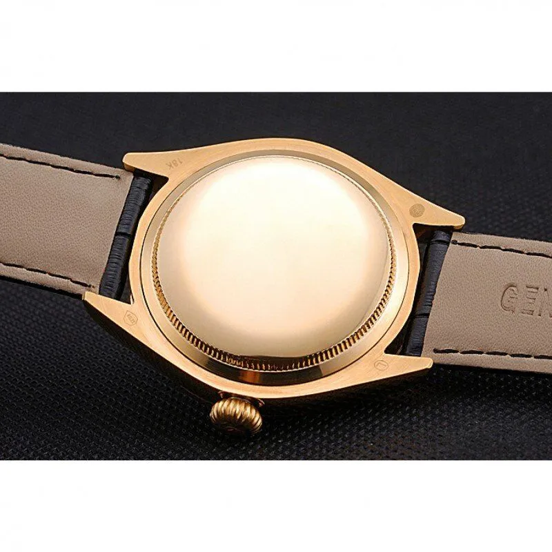 Cellini Black Dial Gold Case Black Leather Strap 622832