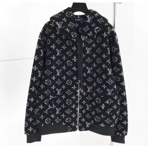 Louis Vuitton Monogram Lamb Wool Coat Black