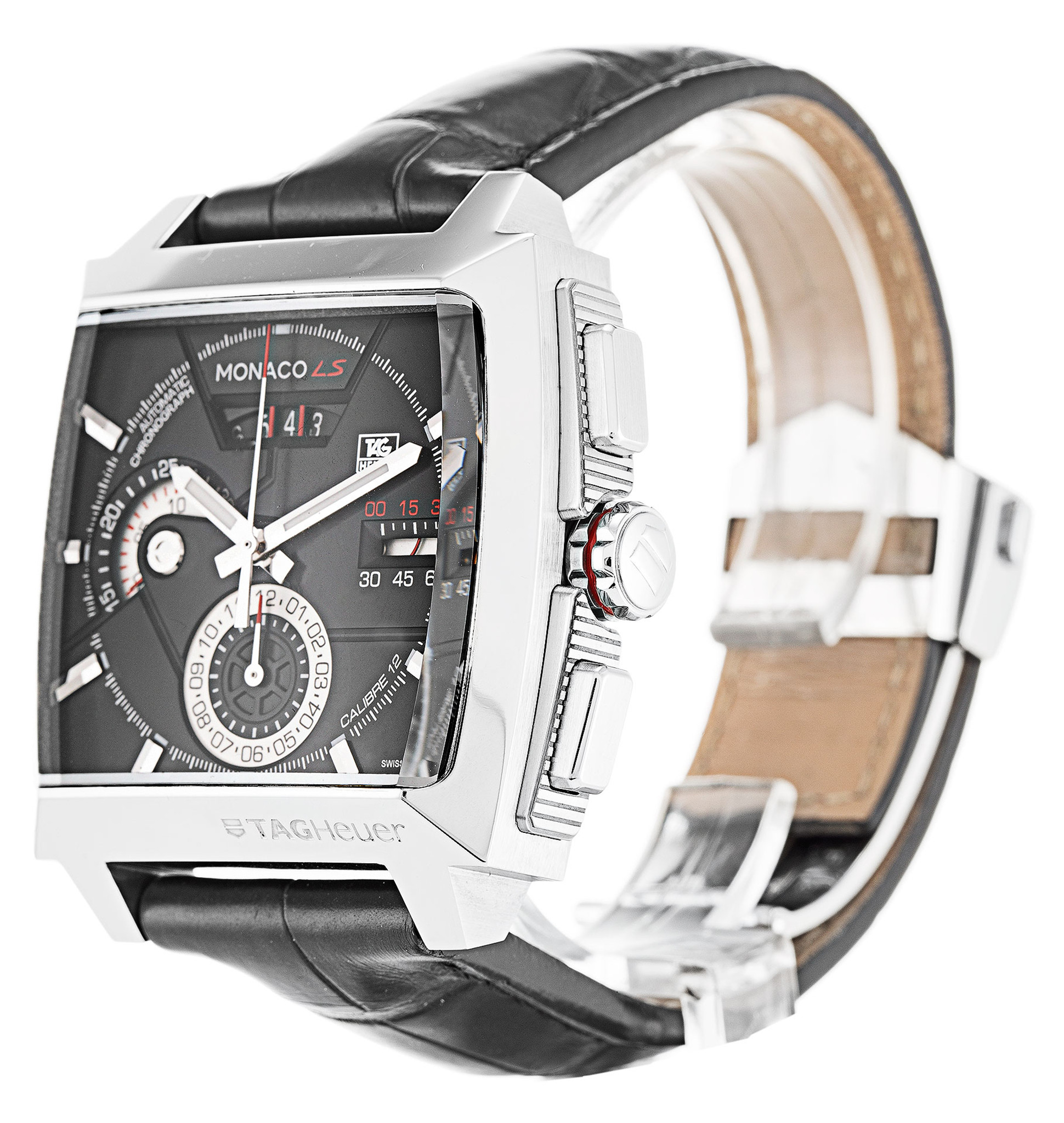 Monaco Black Dial Leather Strap CAL2110.FC6257-40.5 MM