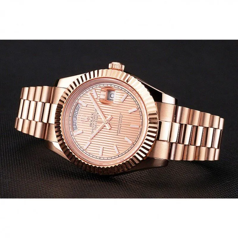 Swiss Day-Date 40 Rose Gold Etched Dial Rose Gold Case And Bracelet