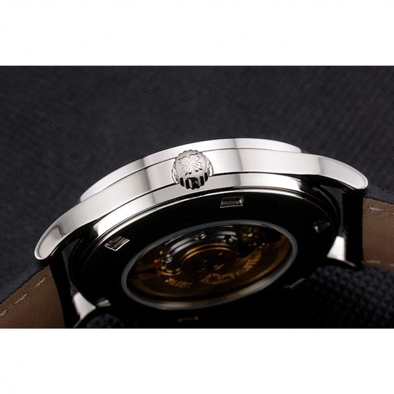 Calatrava Black Dial Diamond 38 mm, Stainless Steel