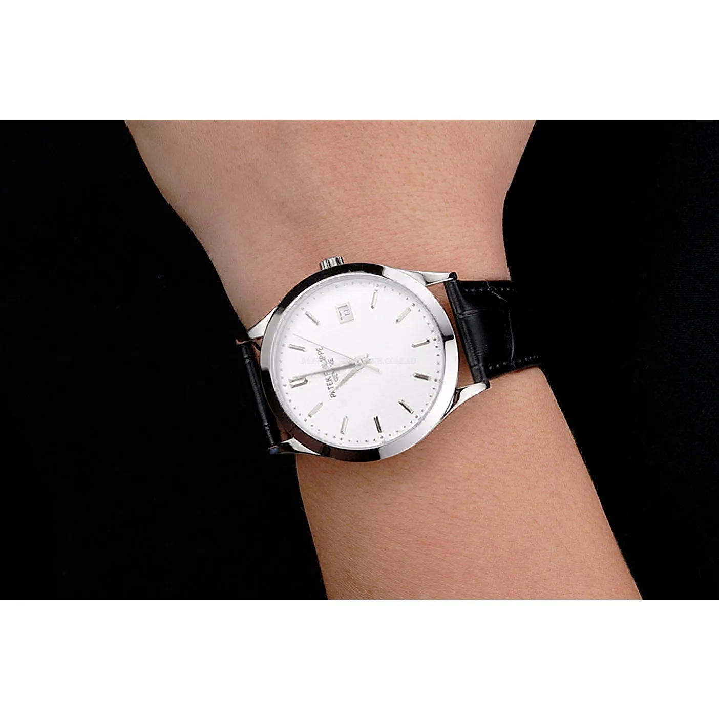 Calatrava Dial White 38 mm, Stainless Steel