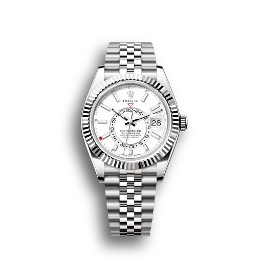 Sky-Dweller: Oystersteel and white gold, intense white dial, Jubilee bracelet, m336934-0004
