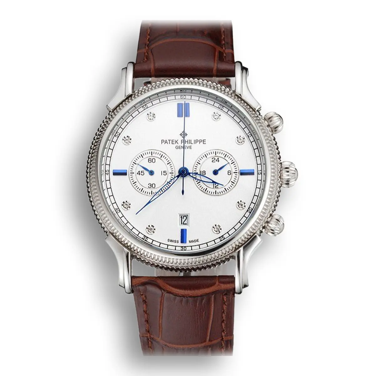 Chronograph White Dial With Diamonds 40 mm, Stainless Steel