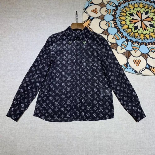 louis vuitton silver monogram shirt black