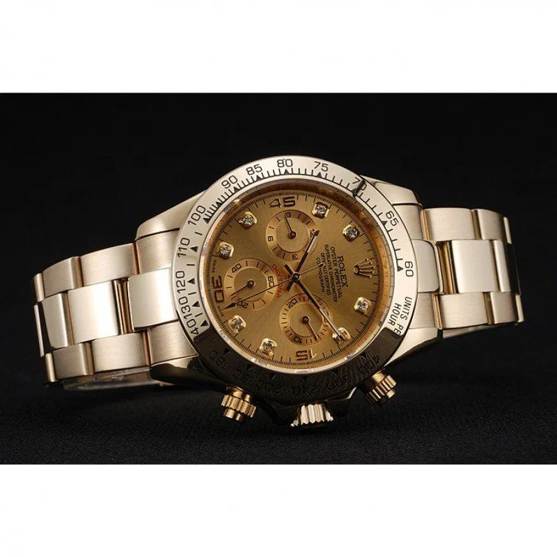 Cosmograph Daytona Brown Dial Diamond Numerals Gold Case And Bracelet 1454245