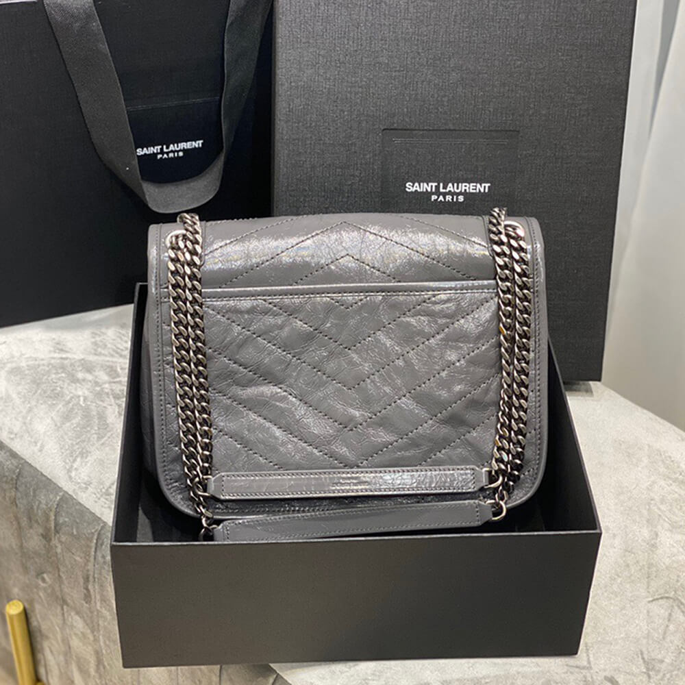 YSL SAINT LAURENT NIKI MEDIUM IN CRINKLED VINTAGE LEATHER