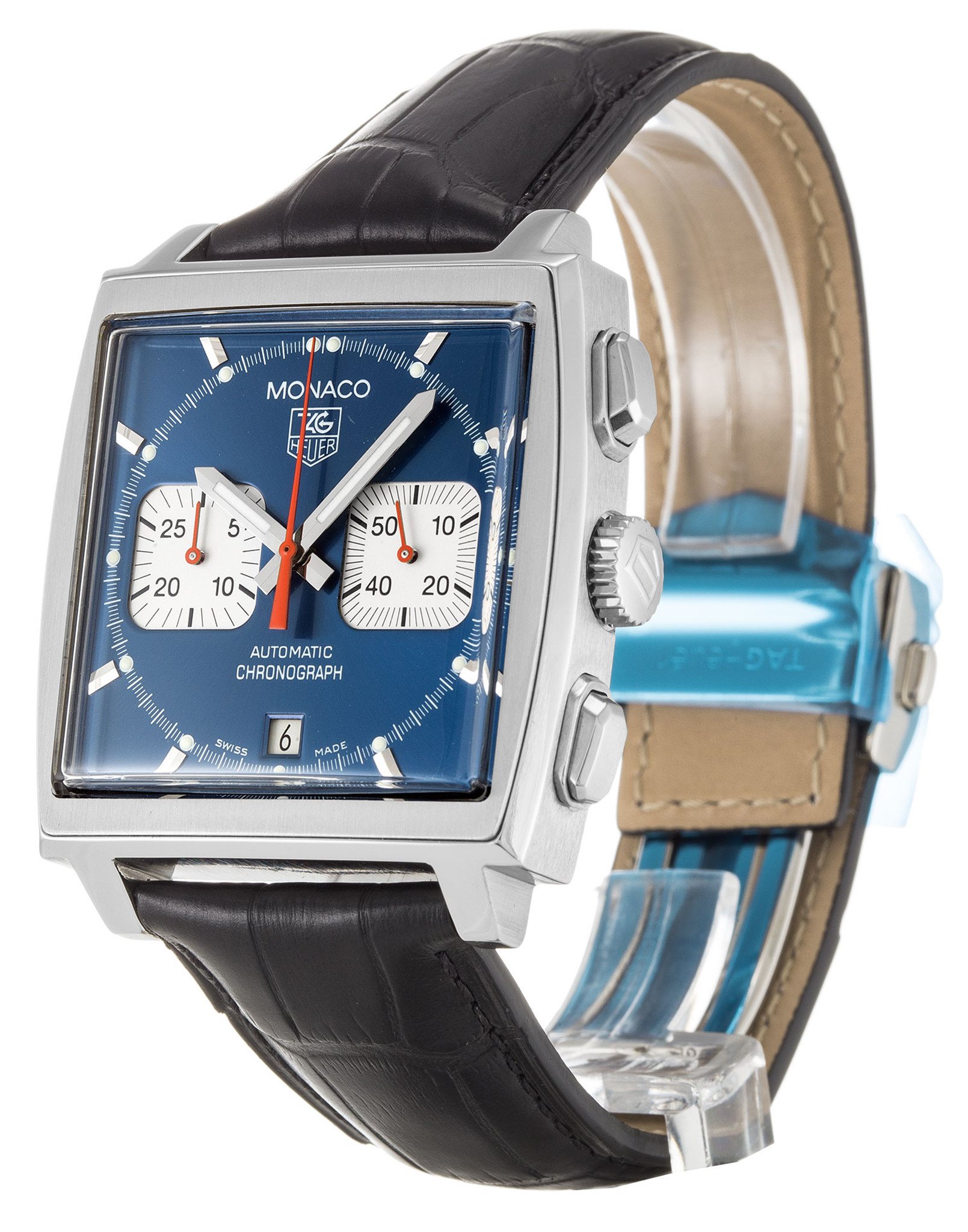 Monaco Blue Dial Leather Strap CW2113.FC6183-38 MM