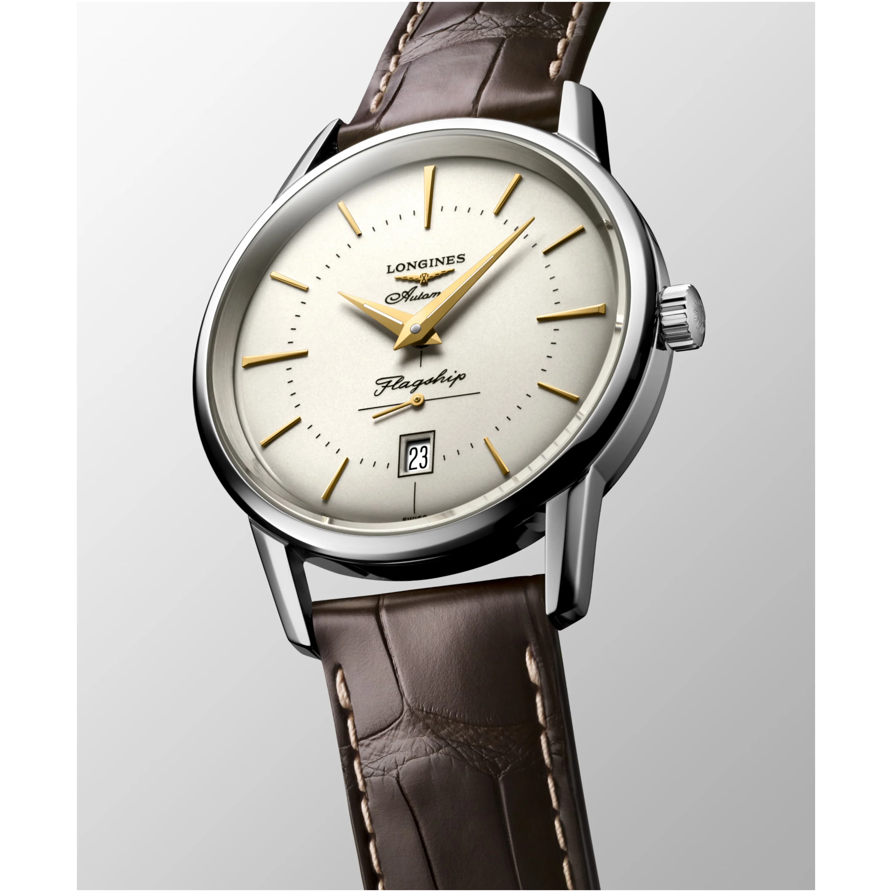 Flagship 38.5mm Automatic Heritage Brown Strap Watch L47954782