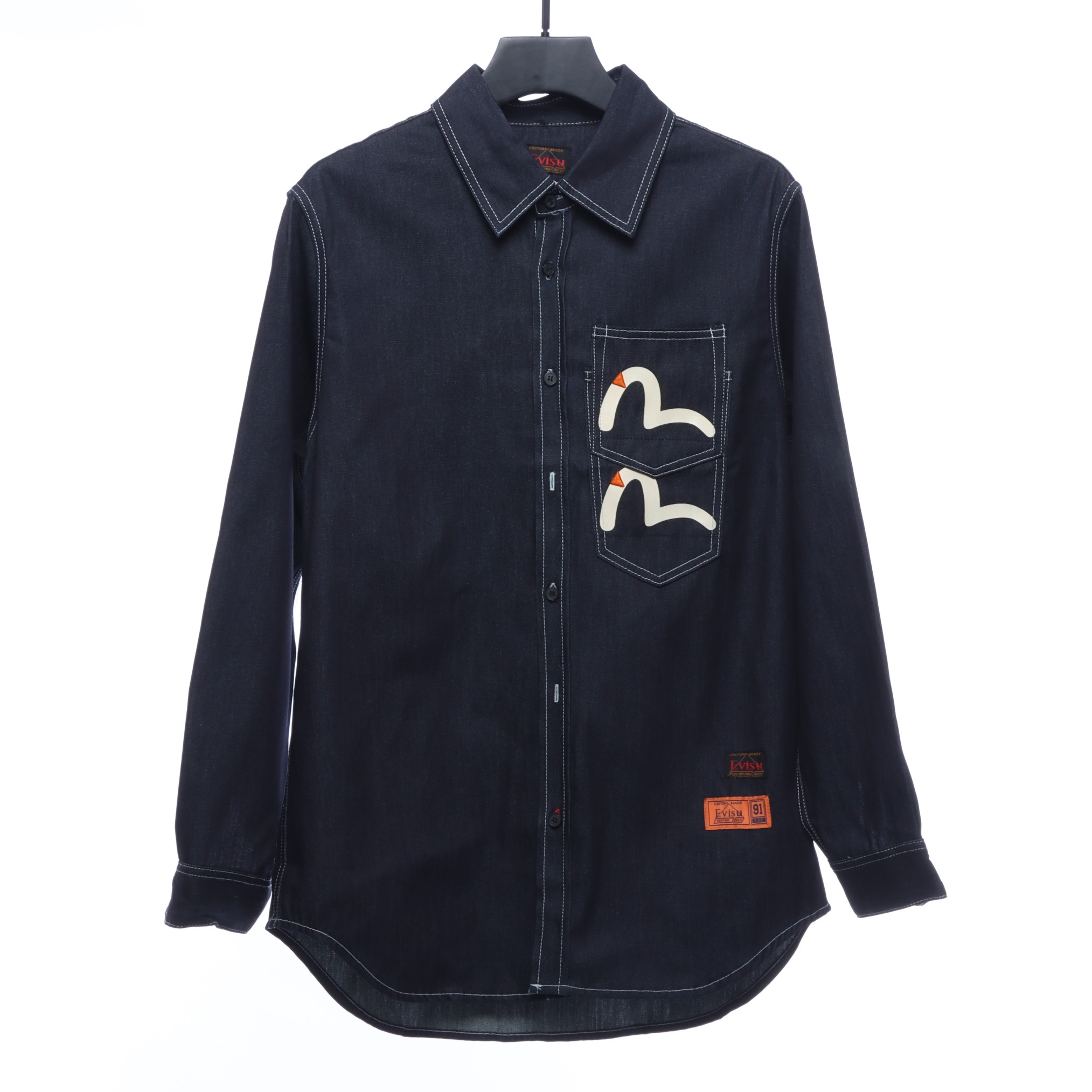 Paneled denim shirt